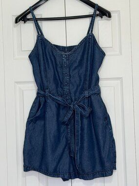 Dynamite Blue Denim Jumpsuit with Straps and Buttons